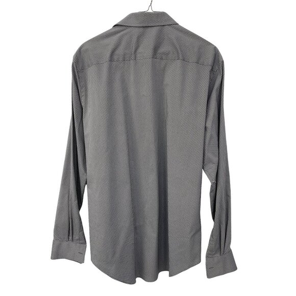 Van Heusen Flex Slim Fit Button Down Shirt Men 16.5/34-35 Black White Officewear - Picture 2 of 7